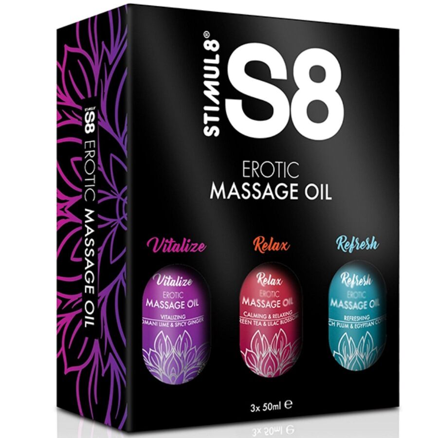 Stimul8-S8 Massageöl-Box 3 x 50 ml