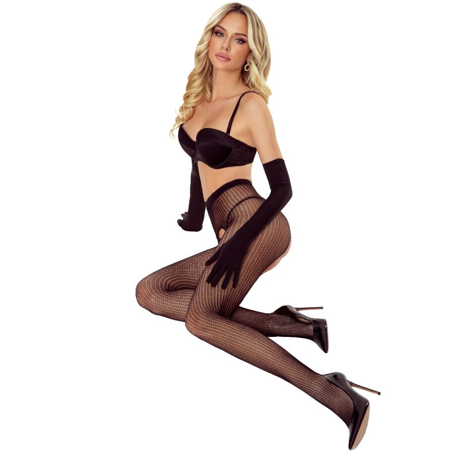 Passion Woman-Tiopen 038 Offene Strümpfe Schwarz 1/2 · Sexy Damen-Dessous (Bild 2)