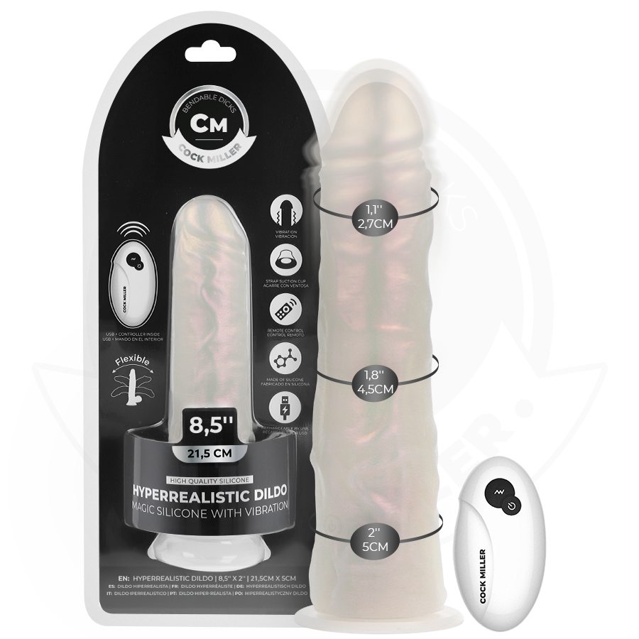 Cock Miller-Dildo mit Saugnapf, Beleuchtung und Vibration