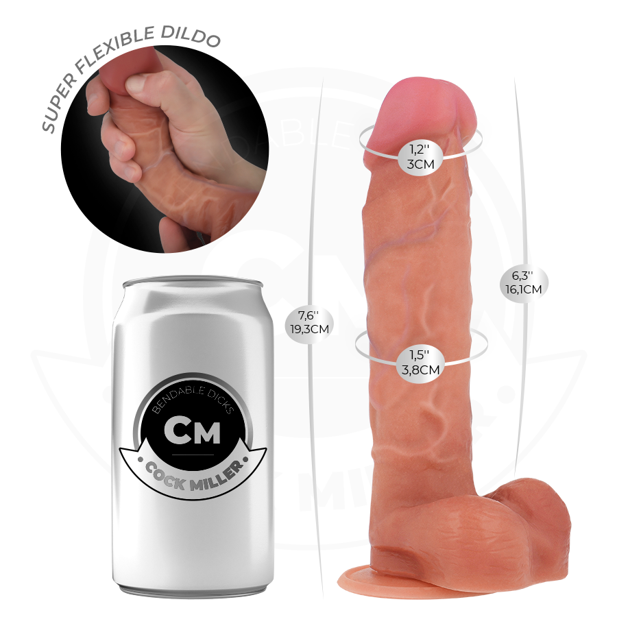 Cock Miller-Hyperrealistischer biegsamer Dildo 19.3 cm-Silikon
