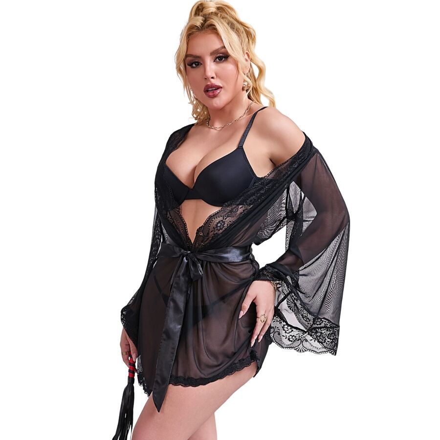 Subblime-Kleid Transparent mit Detail Pizzo, Schwarz · Sexy Damen-Dessous (Bild 4)