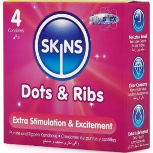 Skins-Dots & Ribs Premium Kondome 4-Latex-Paket · Kondome (Bild 3)