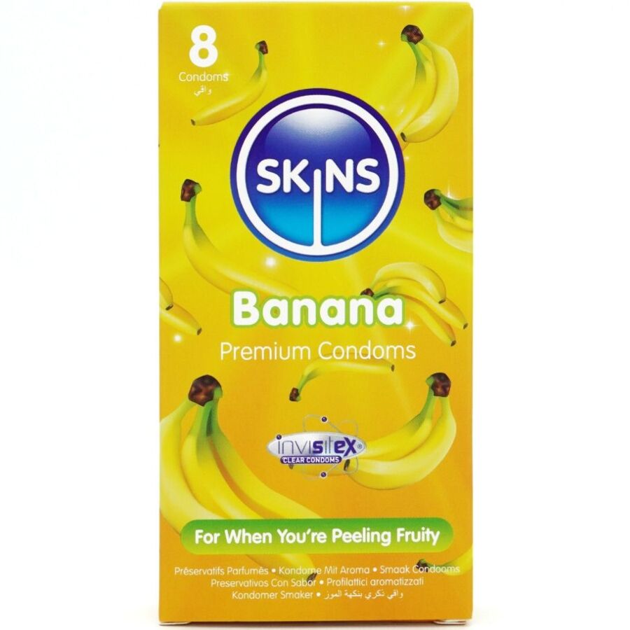 Skins-Premium-Kondome Bananenaroma Packung 8-Latex