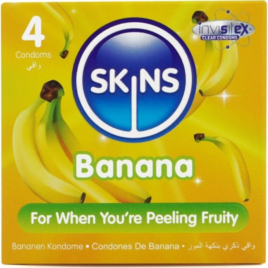 Skins-Premium-Kondome Bananenaroma, Packung 4-Latex