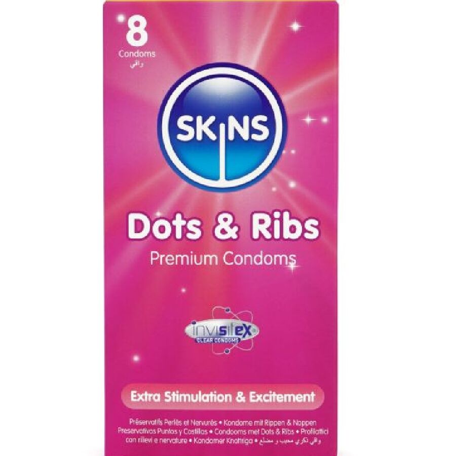Skins-Dots & Ribs Premium Paket 8 Kondom-Latex · Kondome