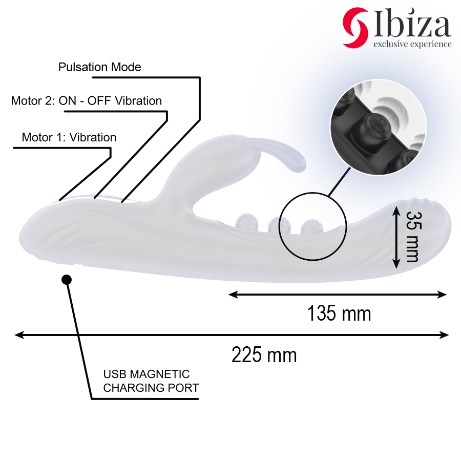 Ibiza Technology-Vibrator Rabbit mit Schaltfläche-Silikon, 7 Geschwindigkeiten · Vibratoren (Bild 5)