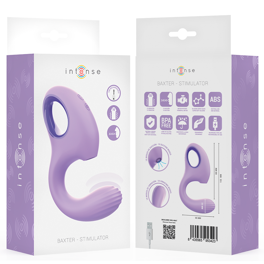Intense High Tech-Baxter Vibrator & Stimulator Lila-Silikon · Vibratoren (Bild 8)