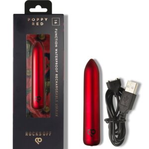 Rocks-Off-Bulle Vibrator Wiederaufladbar Poppy Rot-12 Geschwindigkeiten · Vibratoren (Bild 4)