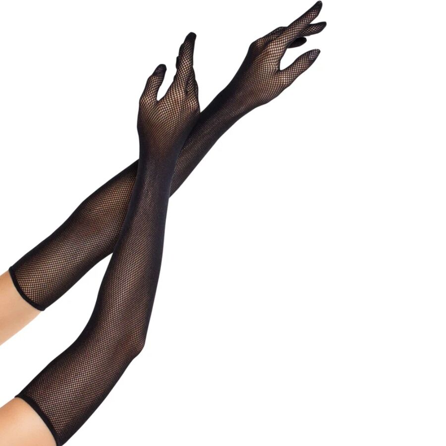 Leg Avenue Accessories-Lange Opernhandschuhe aus Netz Schwarz