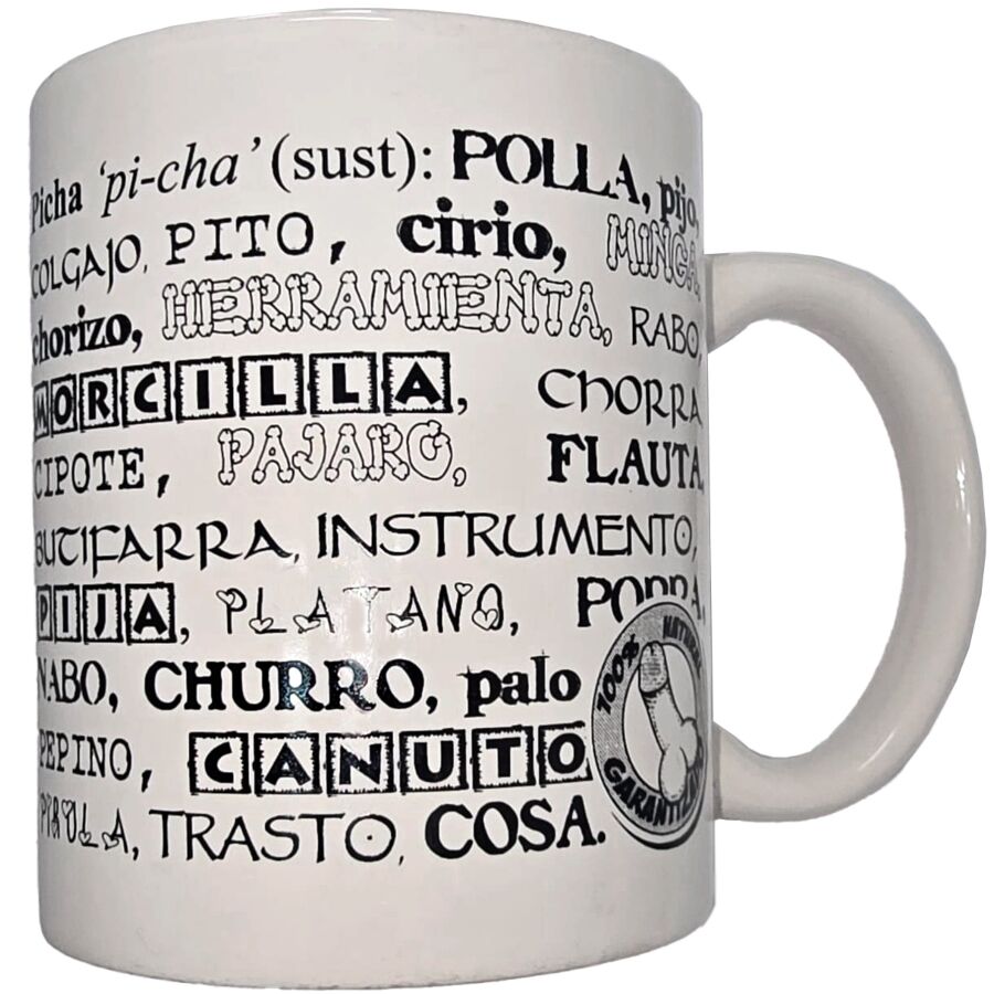 Diablo Picante-Weiß-Tasse mit Synonymen für Penis 370 ml · Spiele & Geschenke