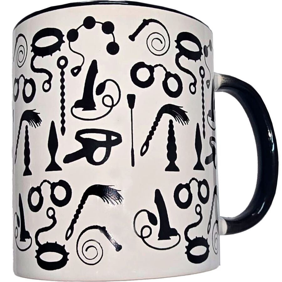 Diablo Picante-Bondage Weiß-Tasse mit Griff Schwarz 370 ml · Spiele & Geschenke