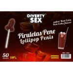 Diablo Goloso-50 Lutscher Penis Aroma Rom Cola, 10% Alkohol · Süßigkeiten & Geschenke
