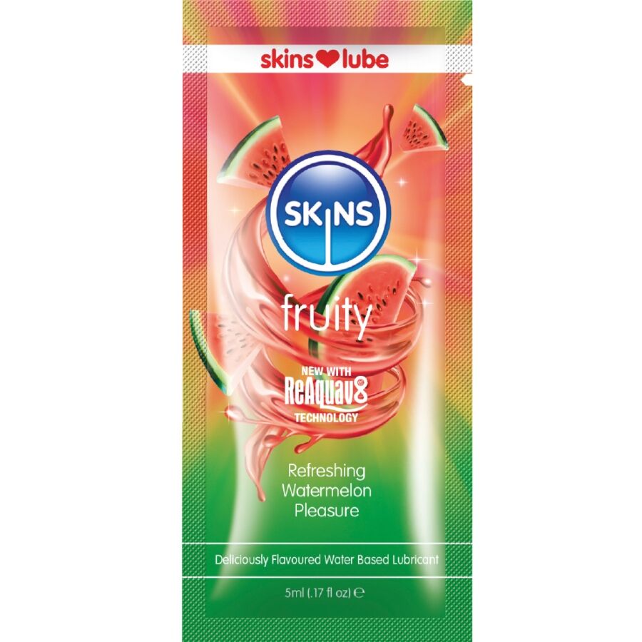 Skins-Gleitgel von Früchten auf Wasserbasis Melone Grün, Einzeldosis · Kosmetika & Aphrodisiaka