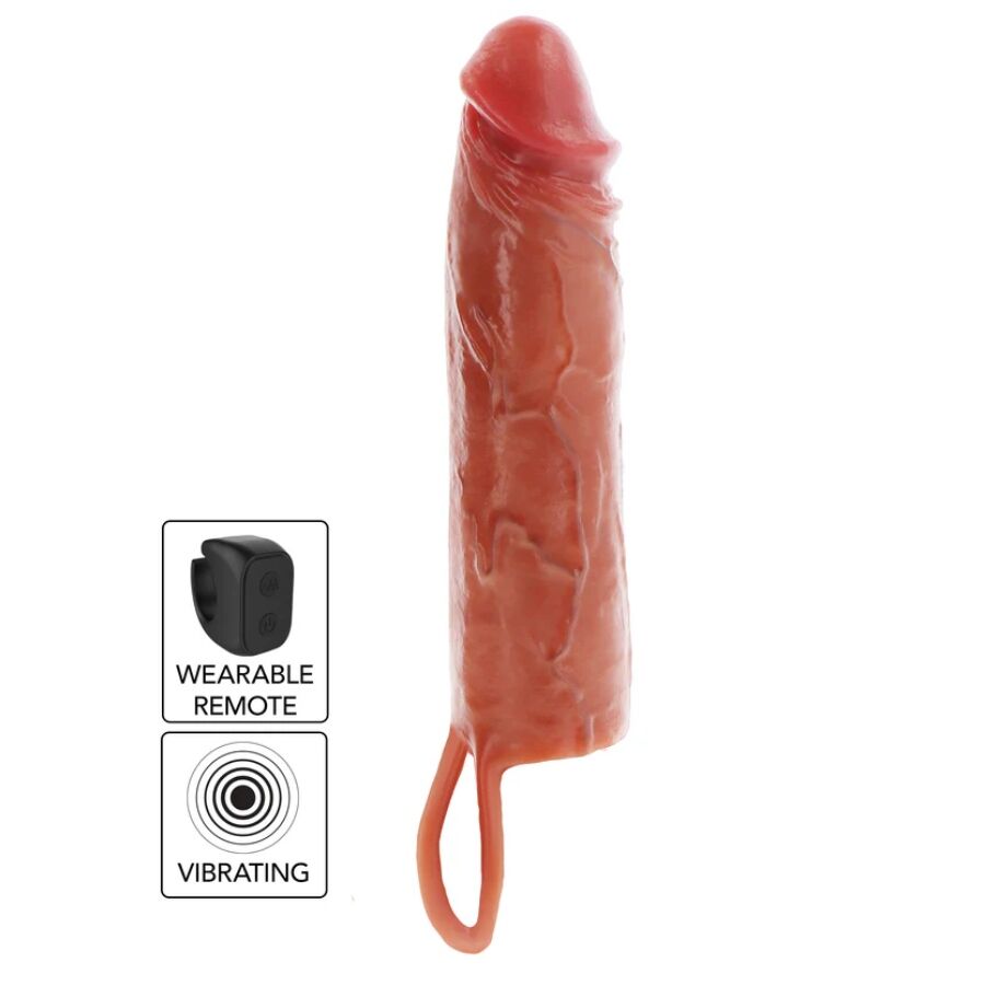 Get Real-Hydrated Skin Vibro-Penishülle aus Silikon, Karamell, 20 cm