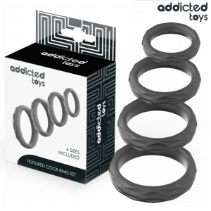 Addicted Toys-Set strukturierte Penisringe 4 Größen-Silikon