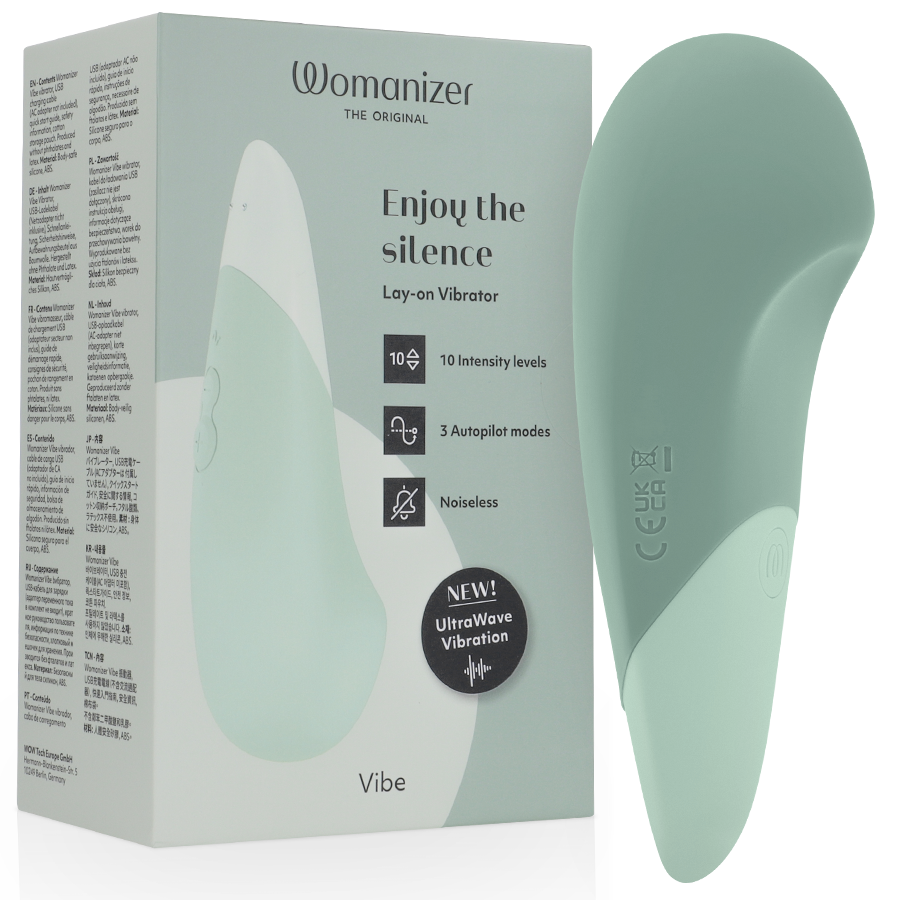 Womanizer-Vibe Lay-on Silent Vibrator Sage-Silikon, 10 Geschwindigkeiten · Vibratoren
