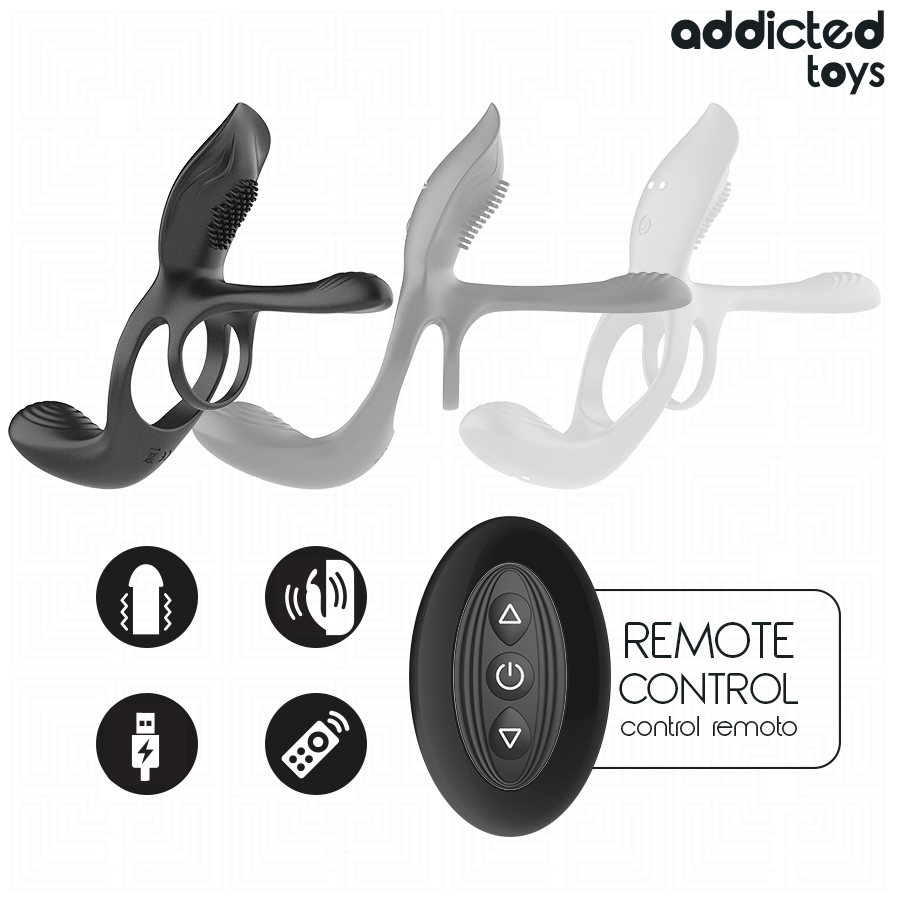 Addicted Toys-Doppel Penis Ring mit Stimulator · Sextoys (Bild 5)