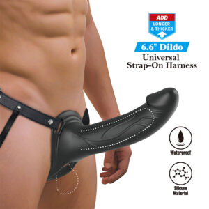 Harness Collection-Landon Black Strap-on Vibrator-Silikon