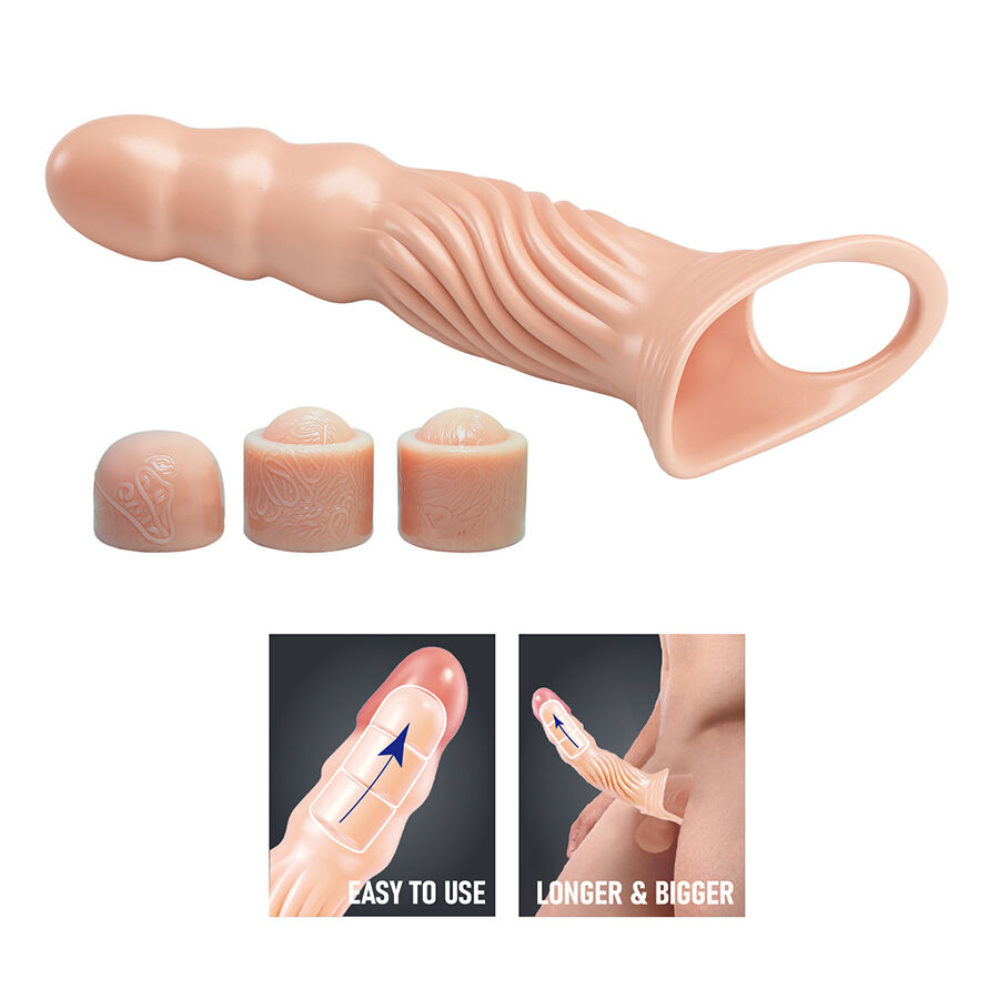 For Him-Strukturierte Penis-Kappe mit TPE-Extendern, still · Sextoys (Bild 2)