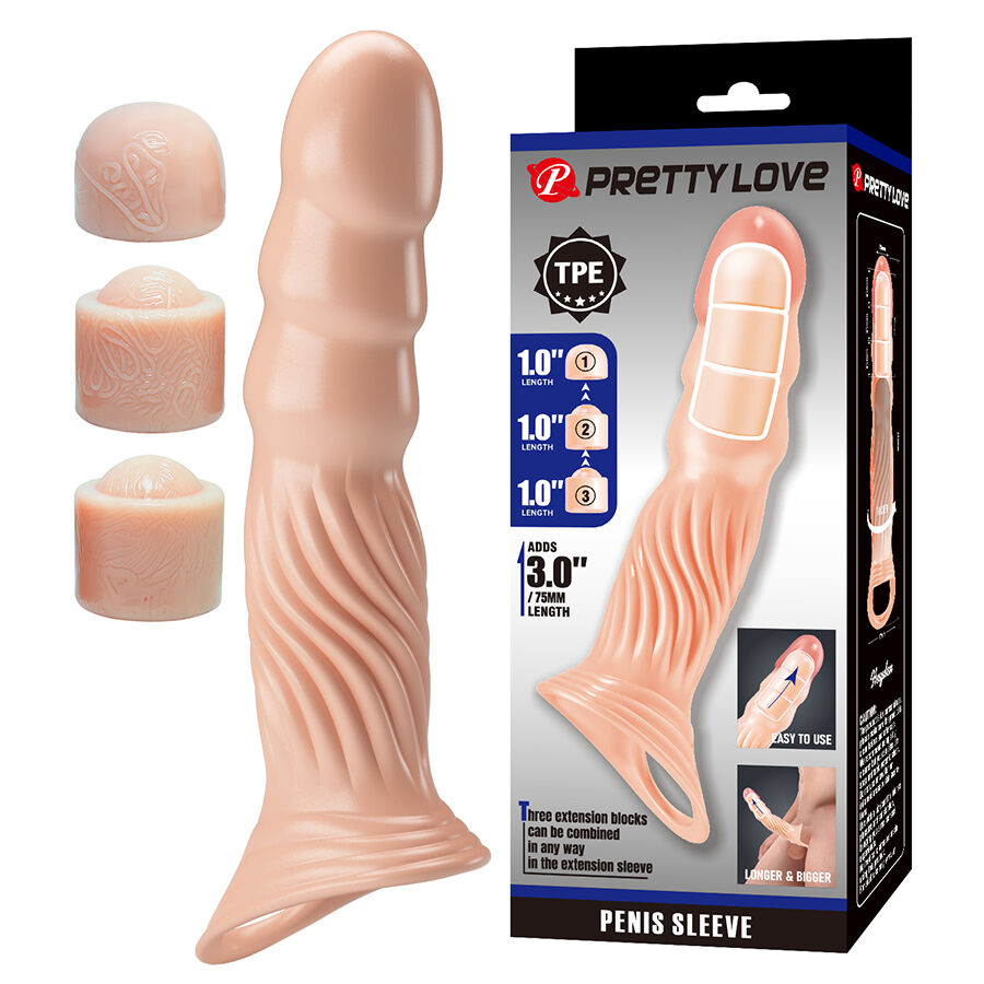 For Him-Strukturierte Penis-Kappe mit TPE-Extendern, still · Sextoys (Bild 9)