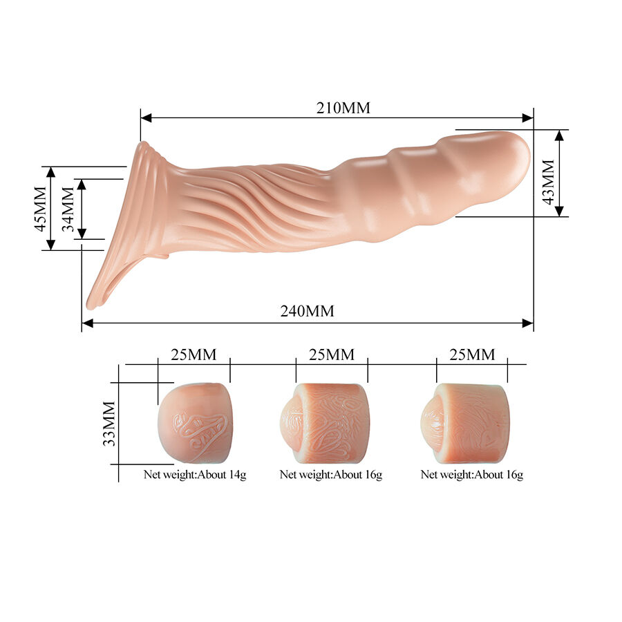 For Him-Strukturierte Penis-Kappe mit TPE-Extendern, still · Sextoys (Bild 4)