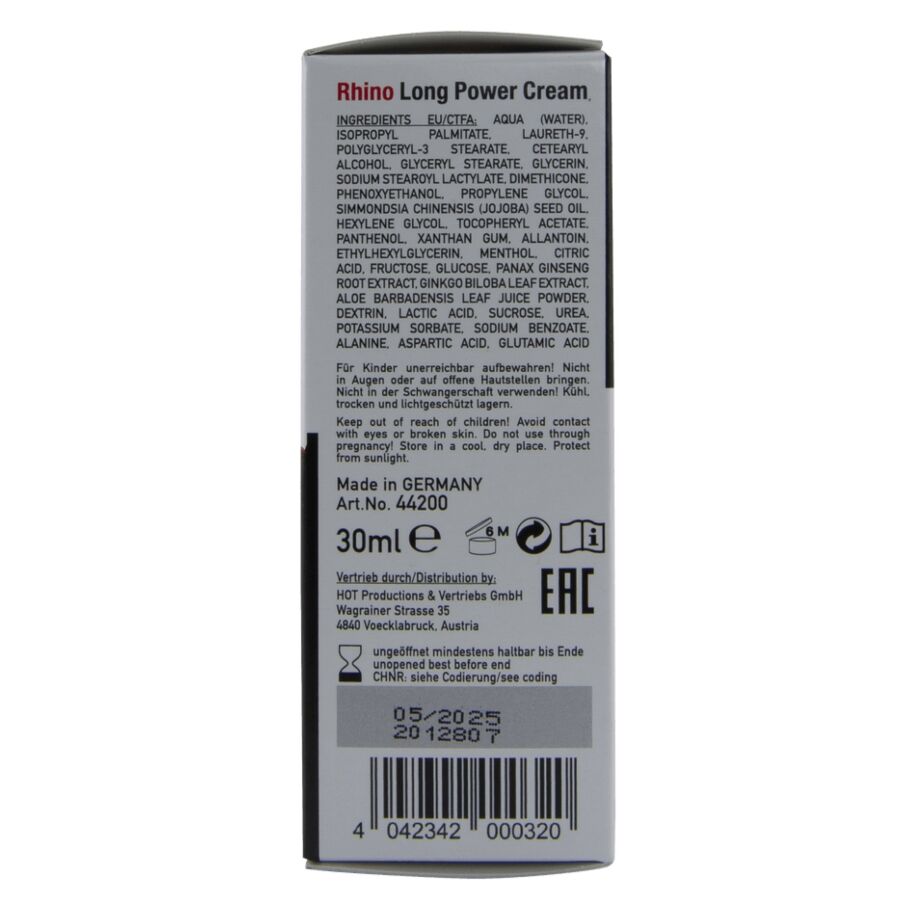 Hot-Rhino Long Power Creme für Verzögerung 30 ml · Kosmetika & Aphrodisiaka (Bild 2)