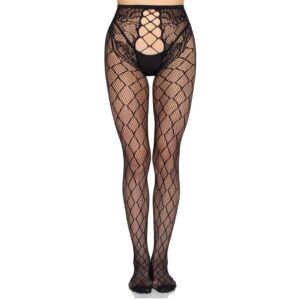 Leg Avenue Hosiery-Dress Netzwerk 1966 mit geschnittenem Slip, Schwarz – One · Sexy Damen-Dessous