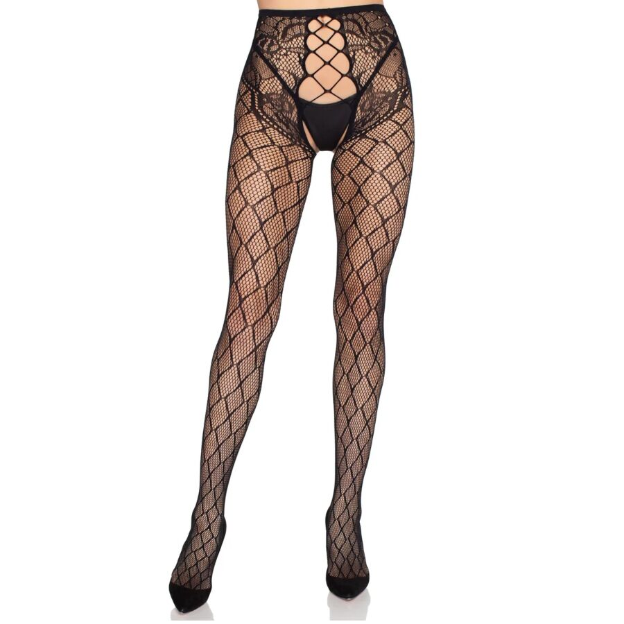 Leg Avenue Hosiery-Dress Netzwerk 1966 mit geschnittenem Slip, Schwarz – One · Sexy Damen-Dessous (Bild 5)