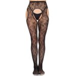 Leg Avenue Hosiery-1967 Bloom Net Tights Schwarz stoppen – One · Sexy Damen-Dessous