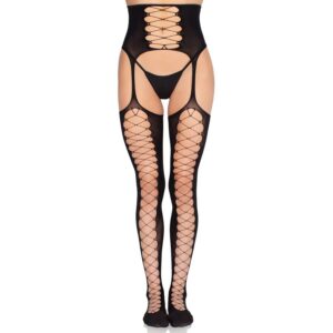 Leg Avenue Hosiery-1968 Leggings mit integriertem Strapsgürtel Schwarz