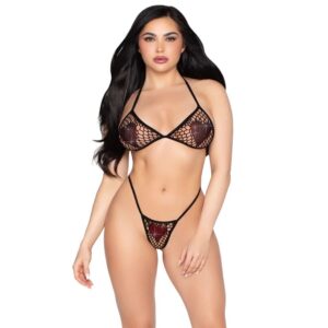 Leg Avenue Sets-86147 Netz-BH und G-String Schwarz