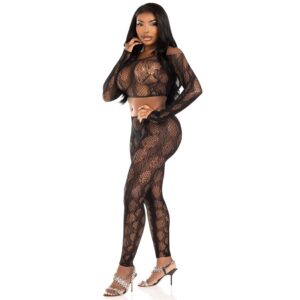 Leg Avenue Sets-89373 Python Crop Top und Strumpfhosen ohne Beine · Sexy Damen-Dessous (Bild 3)