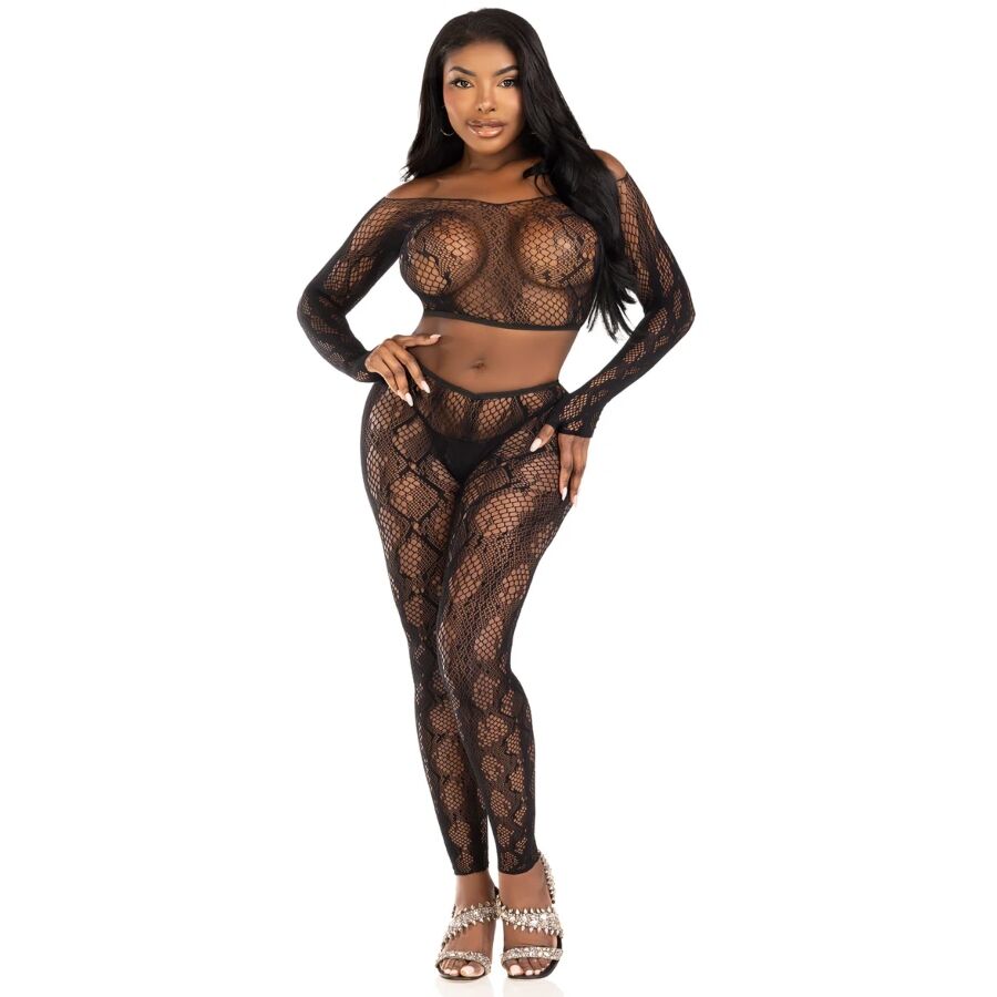 Leg Avenue Sets-89373 Python Crop Top und Strumpfhosen ohne Beine · Sexy Damen-Dessous (Bild 4)