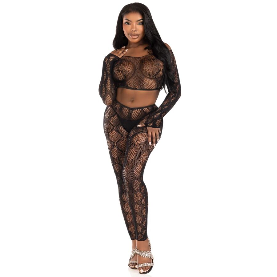 Leg Avenue Sets-89373 Python Crop Top und Strumpfhosen ohne Beine · Sexy Damen-Dessous (Bild 5)