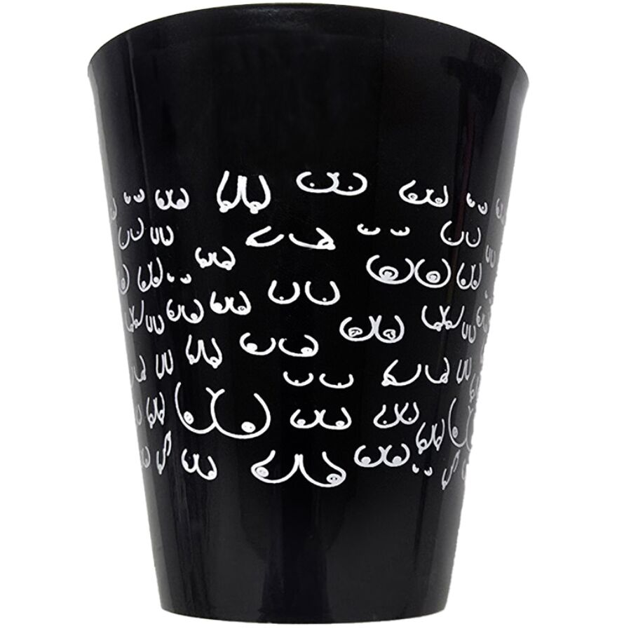 Diablo Picante-Glas Schwarz 500 ml mit Weißen Titten · Spiele & Geschenke