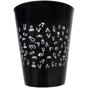 Diablo Picante-Glas Schwarz 500 ml mit weißen Penissen