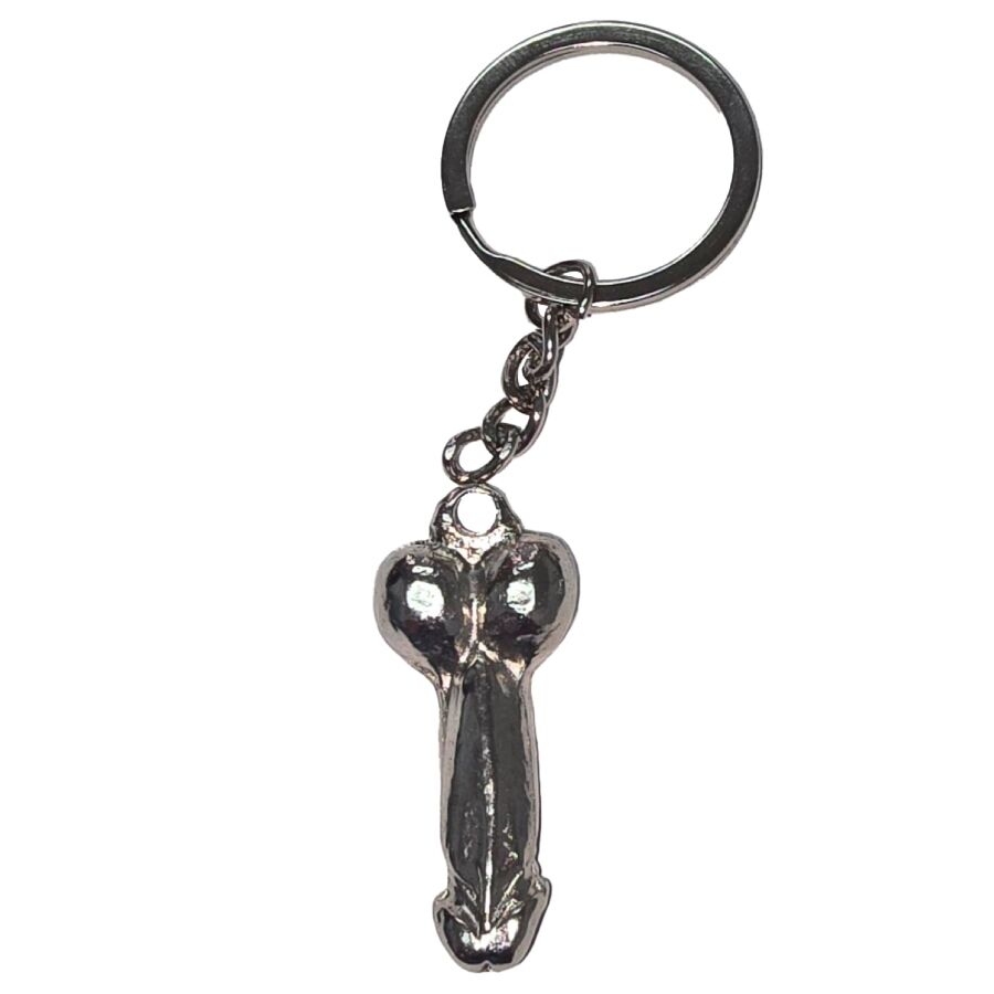 Diablo Picante-Penis-Schlüsselanhänger aus Metall Silber