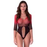 Passion Woman Bodystockings-BS118 Bodystocking Mesh Schwarz und Rot · Spicy Dessous & Bodystockings