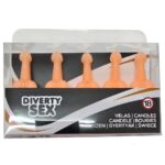 Diablo Picante-Set von 5 Kerzen in Form von Penis, natürliche Farbe · Scherzartikel