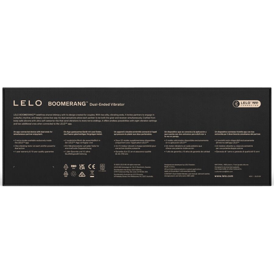 Lelo-Vibrator Boomerang Doppelkopf Lila-Silikon, 12 Geschwindigkeiten · Vibratoren (Bild 3)