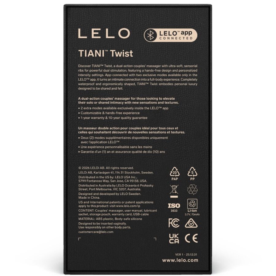 Lelo-Tiani Twist Vibrator für Paar Foam-Silikon, 12 Geschwindigkeiten · Vibratoren (Bild 2)