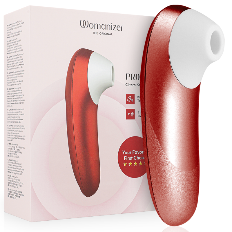 Womanizer-Pro Vibrierender Klitoris-Stimulator Burgundy-Silikon, 10
