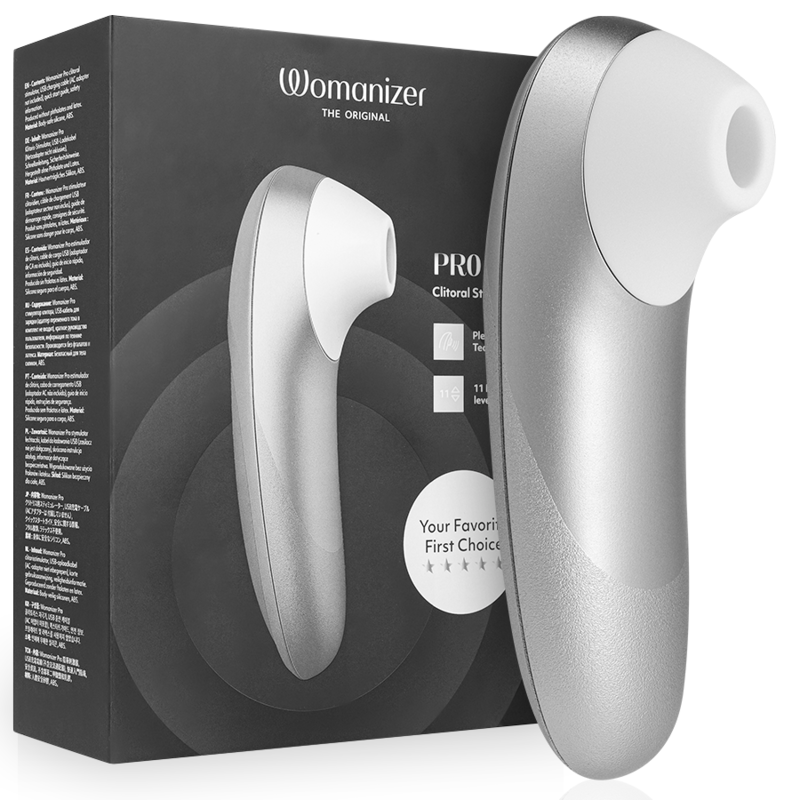 Womanizer-Pro Vibrierender Klitoris-Stimulator Silver Grey-Silikon