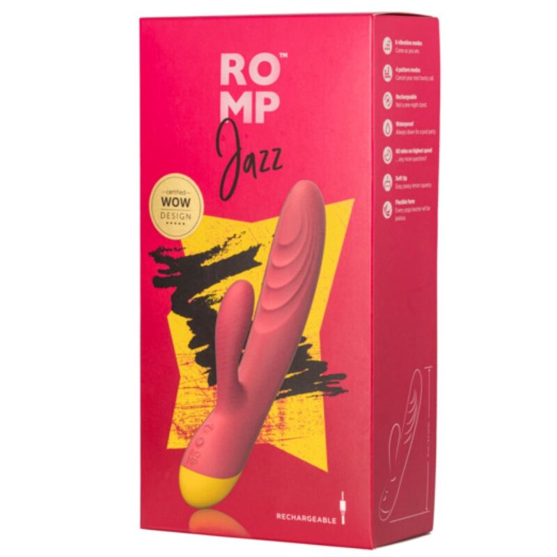 Romp-Jazz Vibrator Rabbit Wiederaufladbar Rot-Silikon, Wiederaufladbar · Vibratoren (Bild 6)