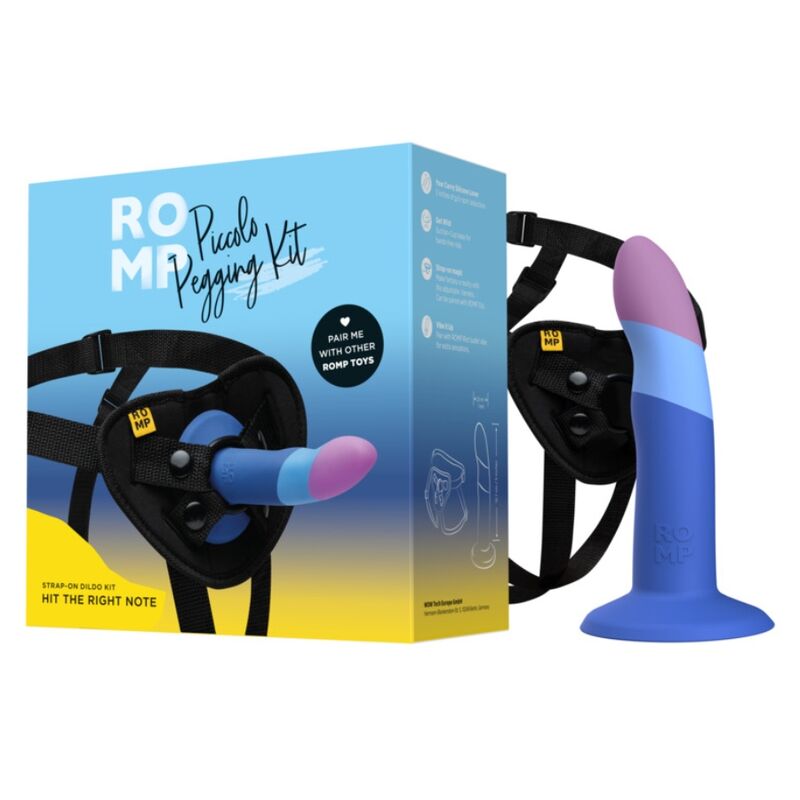 Romp-Kleine Harness mit Dildo aus Silikon Tricolor 14 cm-Saugnapf · Strap-on & Harness (Bild 6)