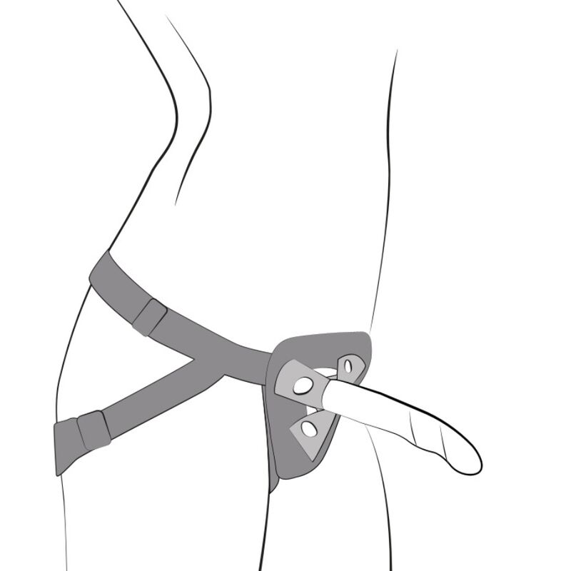 Romp-Kleine Harness mit Dildo aus Silikon Tricolor 14 cm-Saugnapf · Strap-on & Harness (Bild 8)