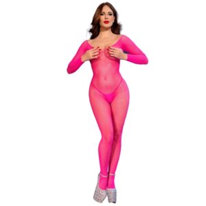 Chilirose Corsets-CR-4894 Netz-Body Neonrosa S/M