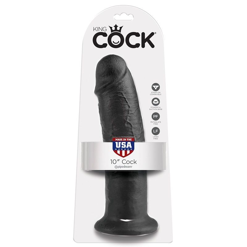 King Cock-25 cm Schwarz-Latex, Saugnapf · Strap-on & Harness (Bild 4)