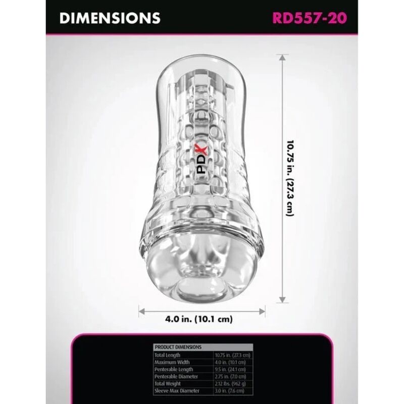Pdx Elite-ViewTube Plus See-Thru EZ-Grip Transparent Stroker 21 cm · Sextoys (Bild 3)