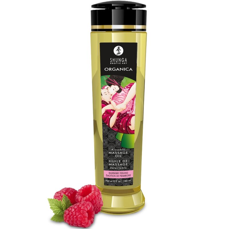 Shunga Bio-Massage-Öl Es schmeckt wie Himbeer 240 ml · Kosmetika & Aphrodisiaka